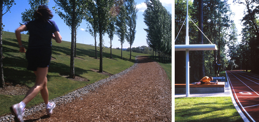 Nike Headquarters Sports Fields, Track Running Path - Mayer Reed